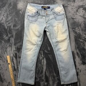 Angels Jeans Denim Pants Womens 11 Light Wash Low Rise Bootcut Y2K Triple Button